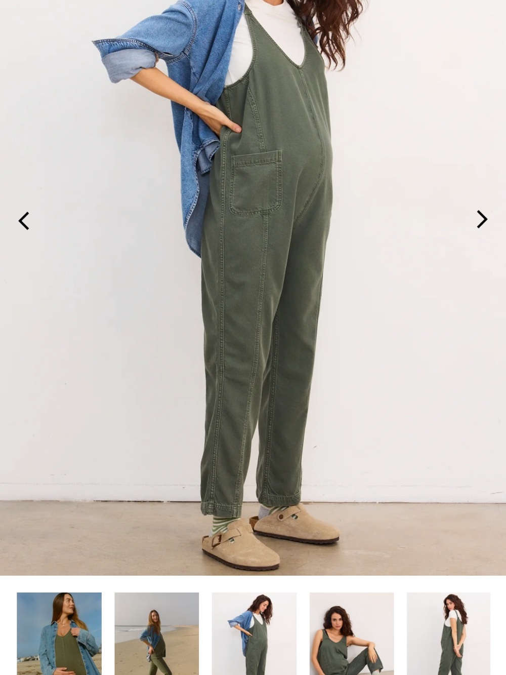 Hatch Maternity Drapey Nora Jumpsuit Olive Small (1)